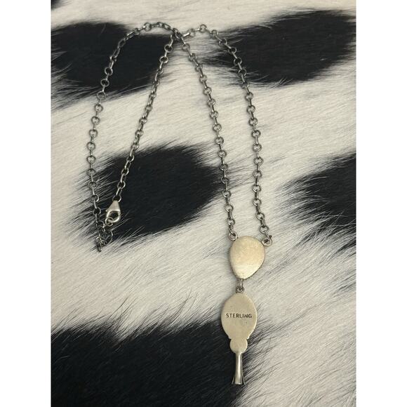 Native American Sterling Silver Purple Mojave 2 Stone Lariat Dangle Necklace - Picture 9 of 11